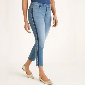 Chico’s Cropped Mid Rise Girlfriend Slim Fit Jeans Size 14P